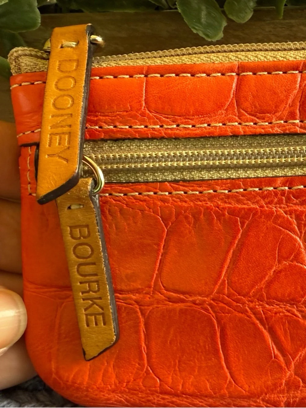 Dooney & Bourke Red Croc-Embossed Leather Key & Card Holder